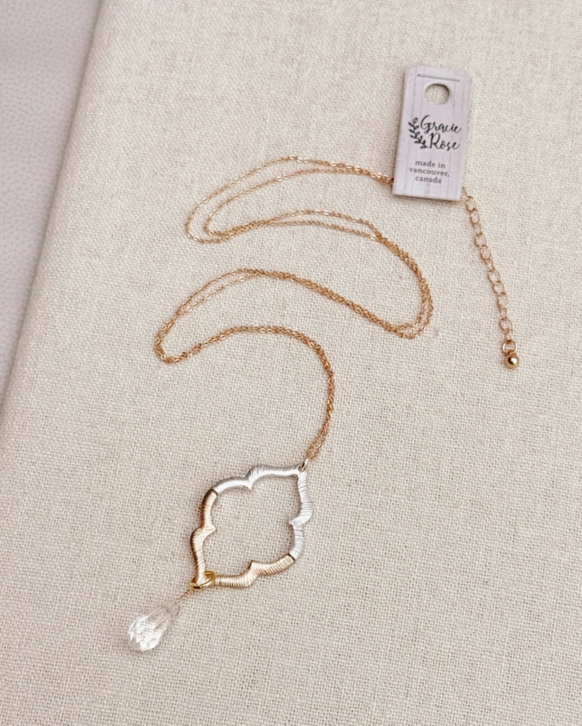 Two Tone Swarovski Crystal Leaf Necklace