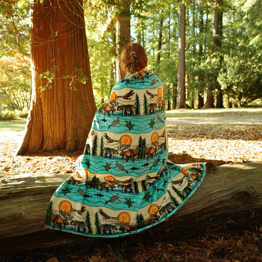 Fleece Blanket - All My Relatives (Indinawemaaganidag) Storm Angeconeb, Lac Seul First Nation, Ojibwe