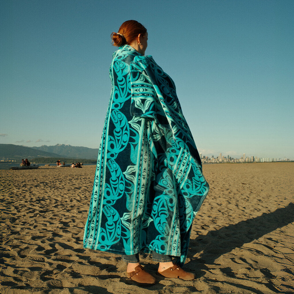 Fleece Blanket - Whale Maynard Johnny, Jr, Coast Salish, Kwakwaka'wakw