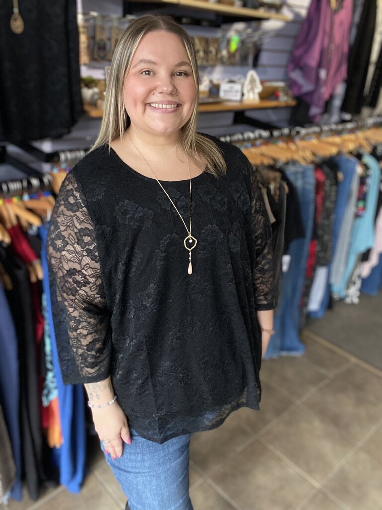 Ellen 3/4 Sleeve, Bamboo, Lace 2X