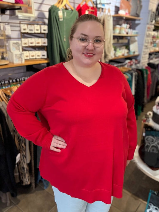 Tiff Sweater, Red, Cotton XL