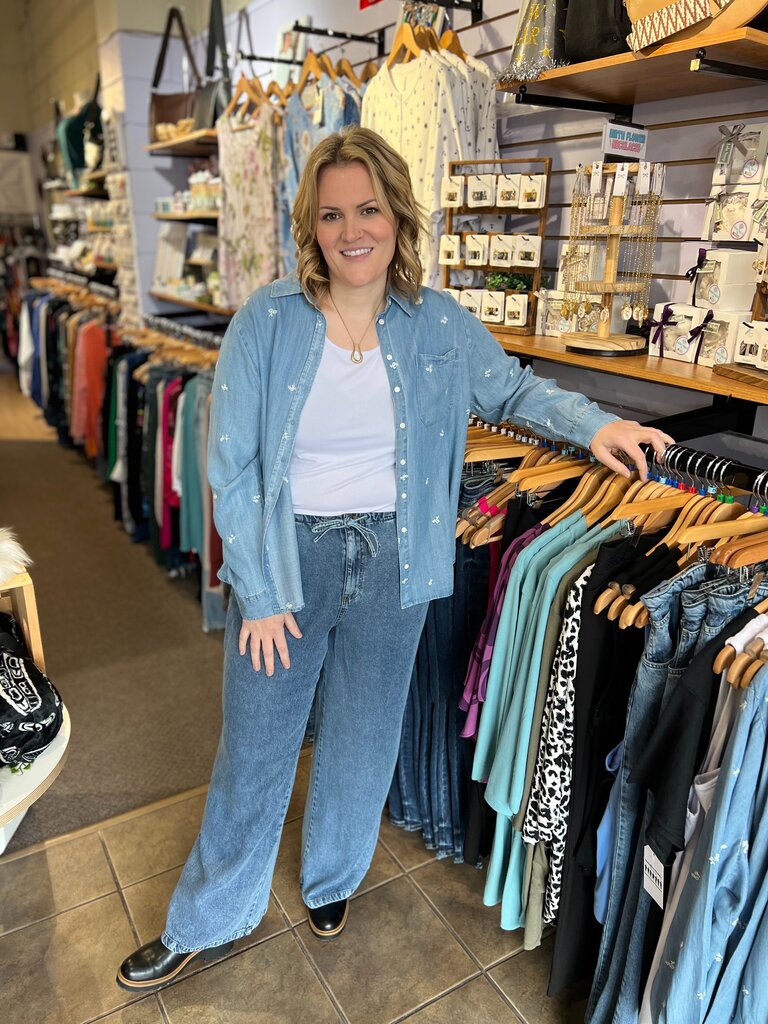 Drawstring Waist Denim Pant XL