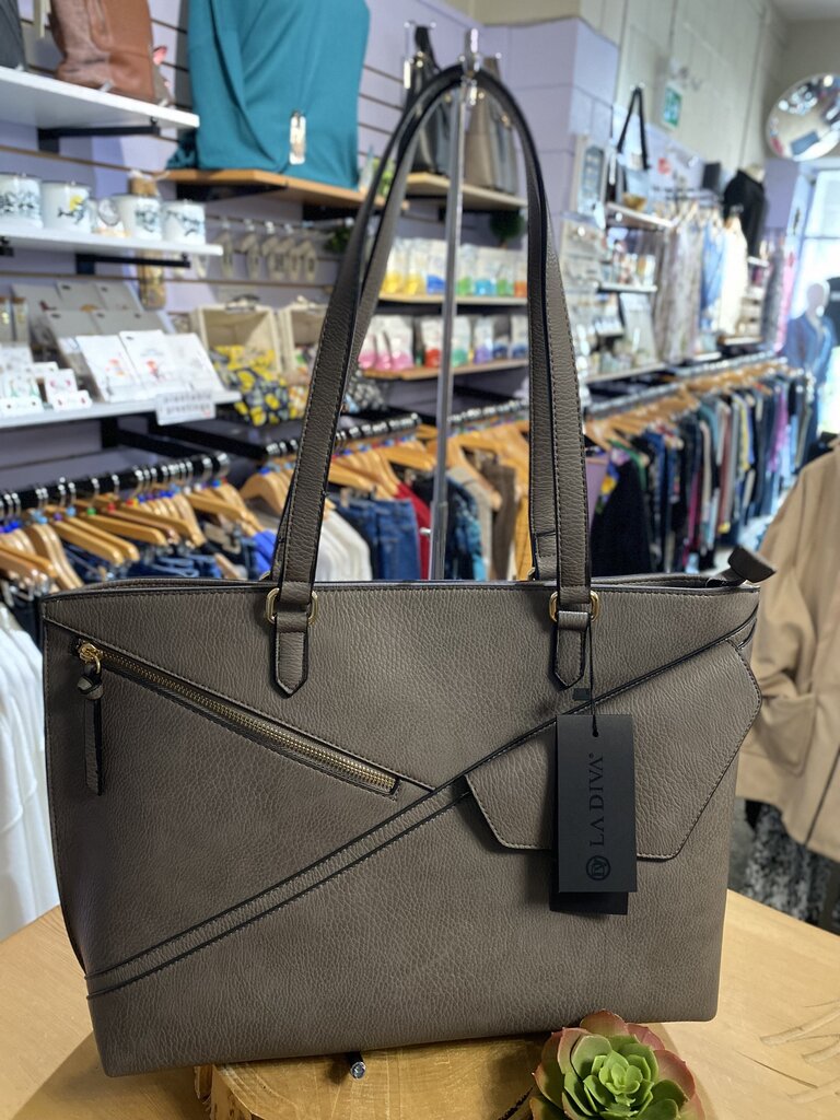 La Diva Large Grey Purse