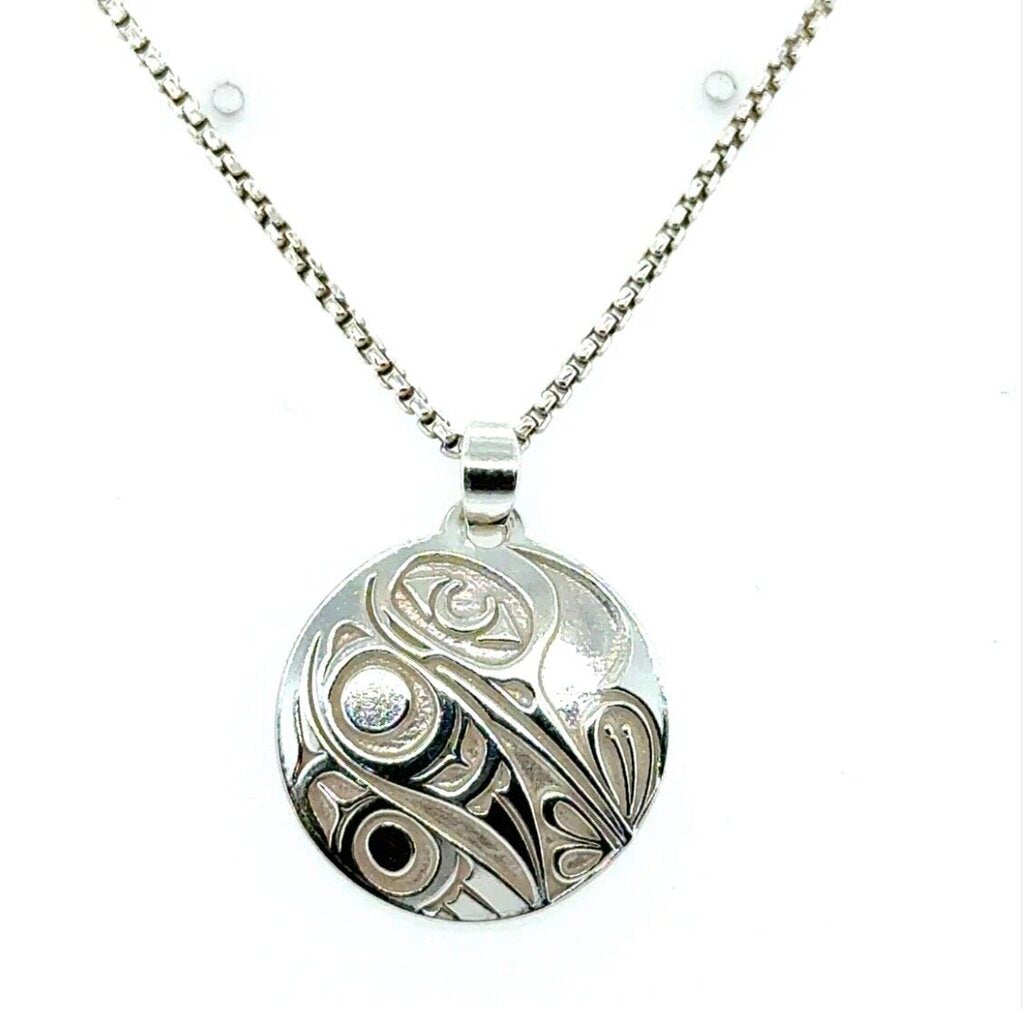 Pendant-Sterling Silver-Round-Hummingbird-Small-20mm