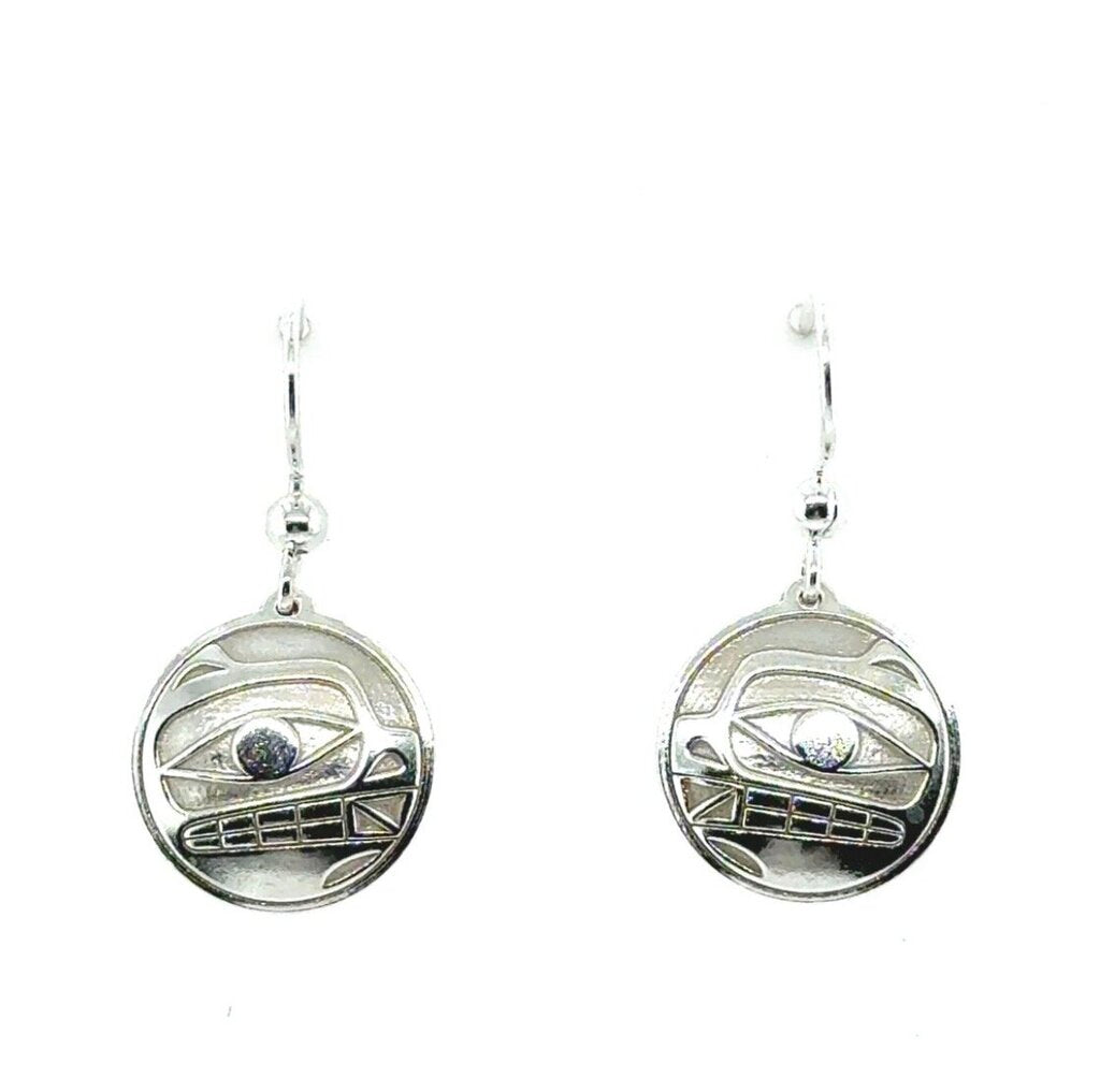 Earrings-Sterling Silver-Drop-Round-Bear-15mm
