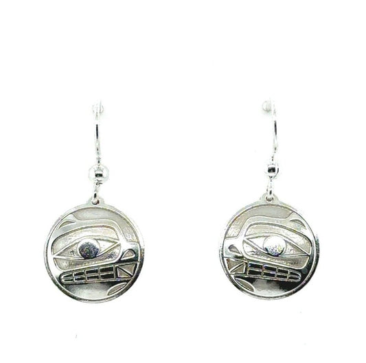 Earrings-Sterling Silver-Drop-Round-Bear-15mm