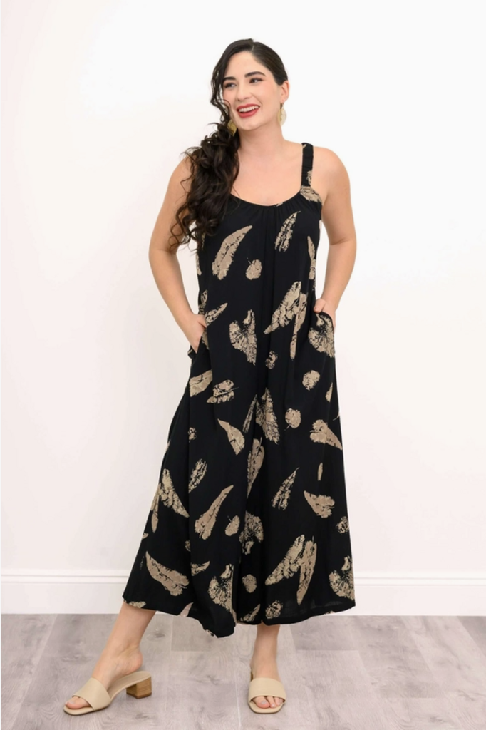 Joanna Jumpsuit, Shadow Leaf, Linen Bamboo