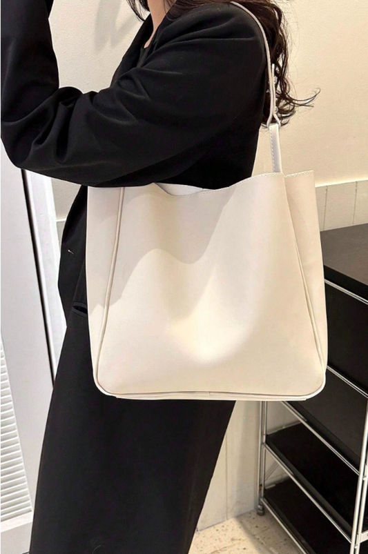 Vegan Leather Shoulder Pouch Bag - Neutral