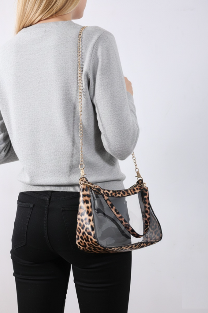 Clear Satchel Bag - Leopard