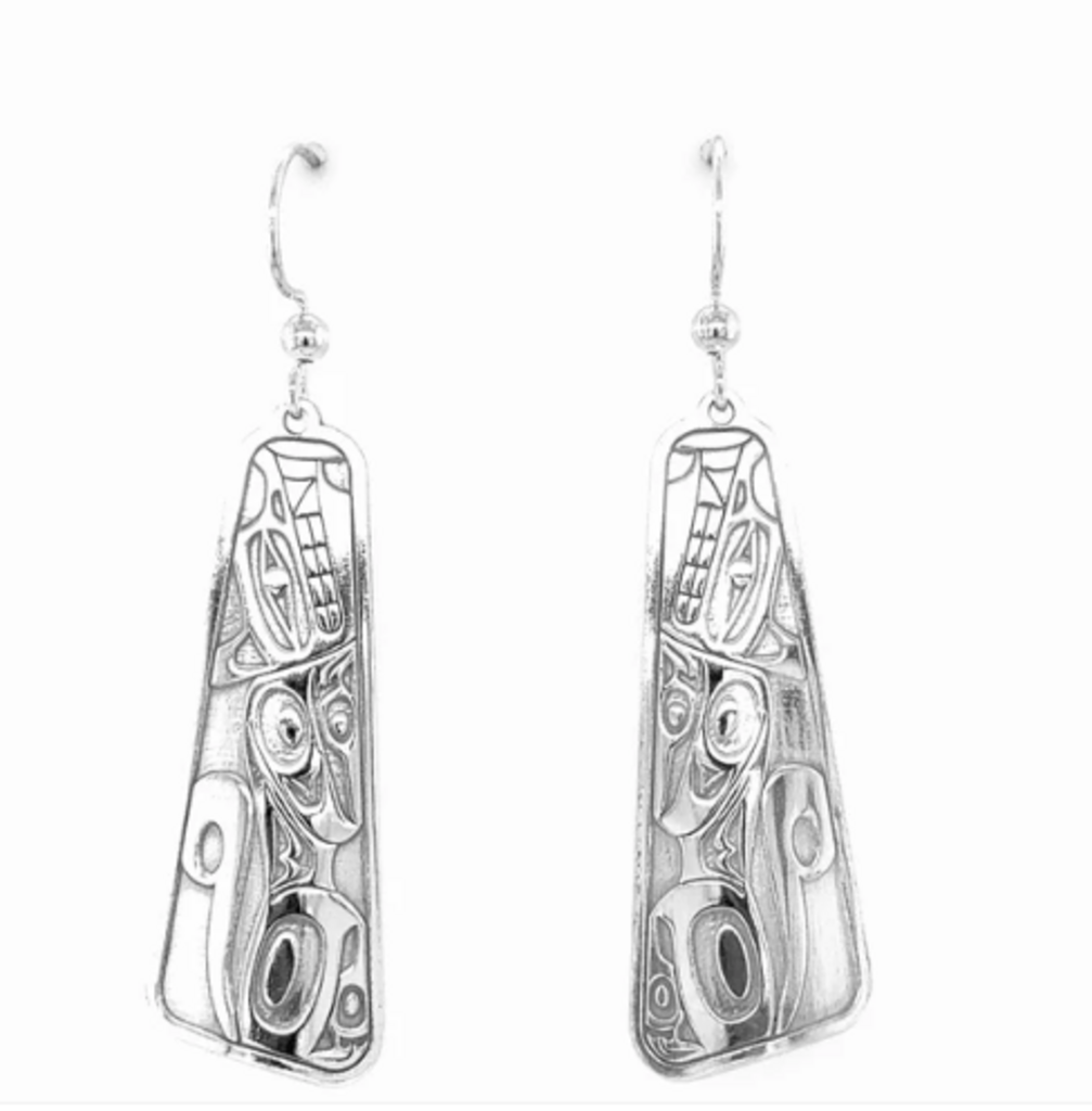 Earrings - Sterling Silver - Drop - Long Triangle - Wolf - 41mm