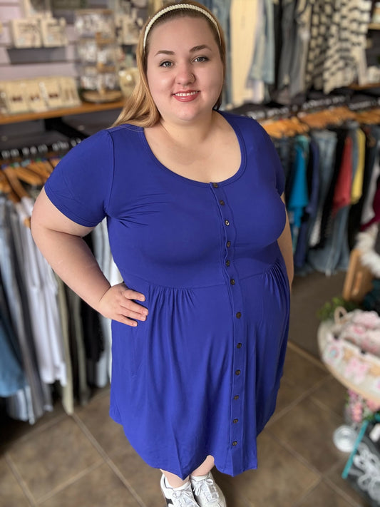 Nelly Short Sleeve Dress, Violet, Bamboo