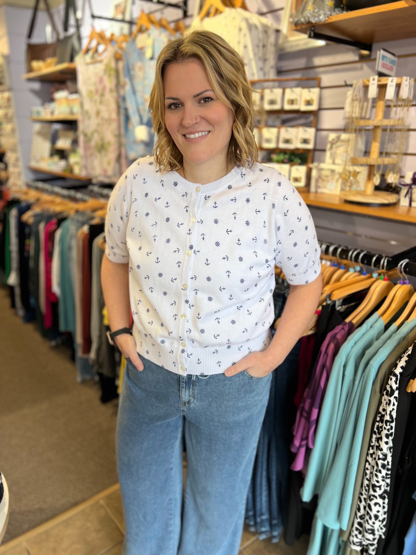 Shen Anchor Cotton Cardigan 1X