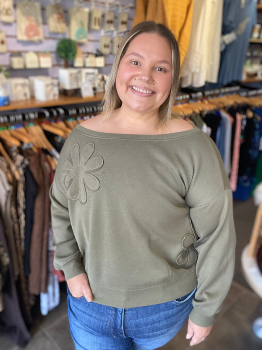 Dex Floral Embroidered Sweatshirt 1X
