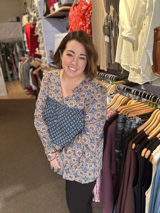 Boho print mix & match tiered top XL/1X