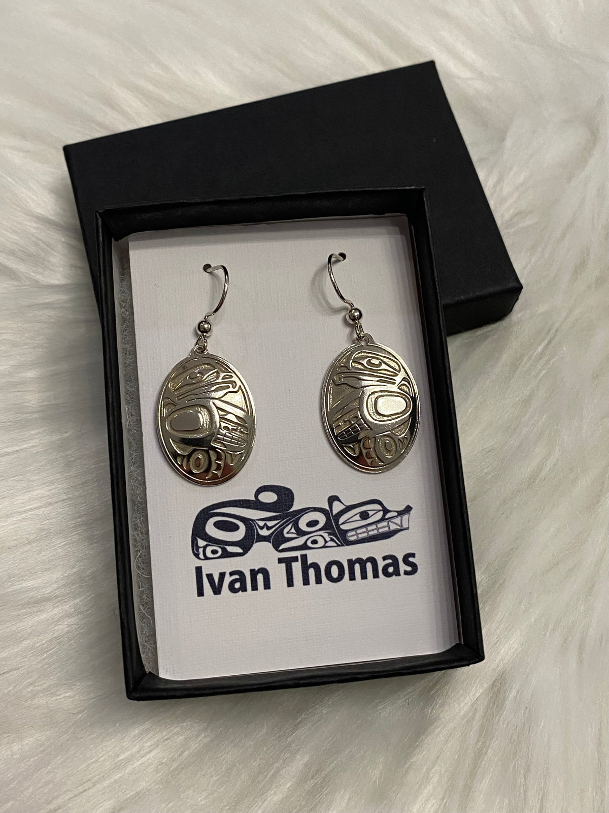 Earrings - Sterling Silver - Drop - Oval - Eagle - 25mm