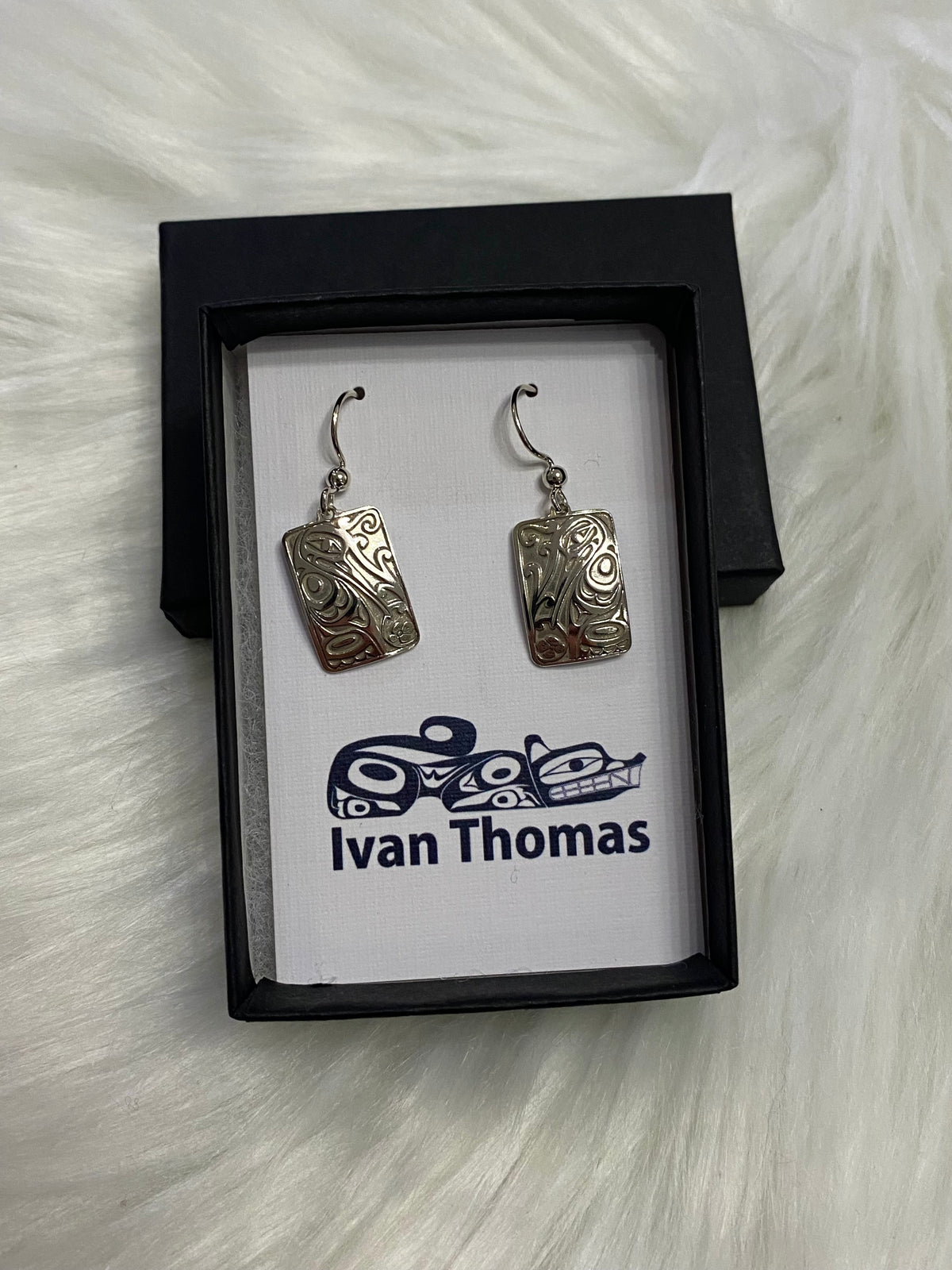 Earrings - Sterling Silver - Drop - Rectangle - Hummingbird - 19mm