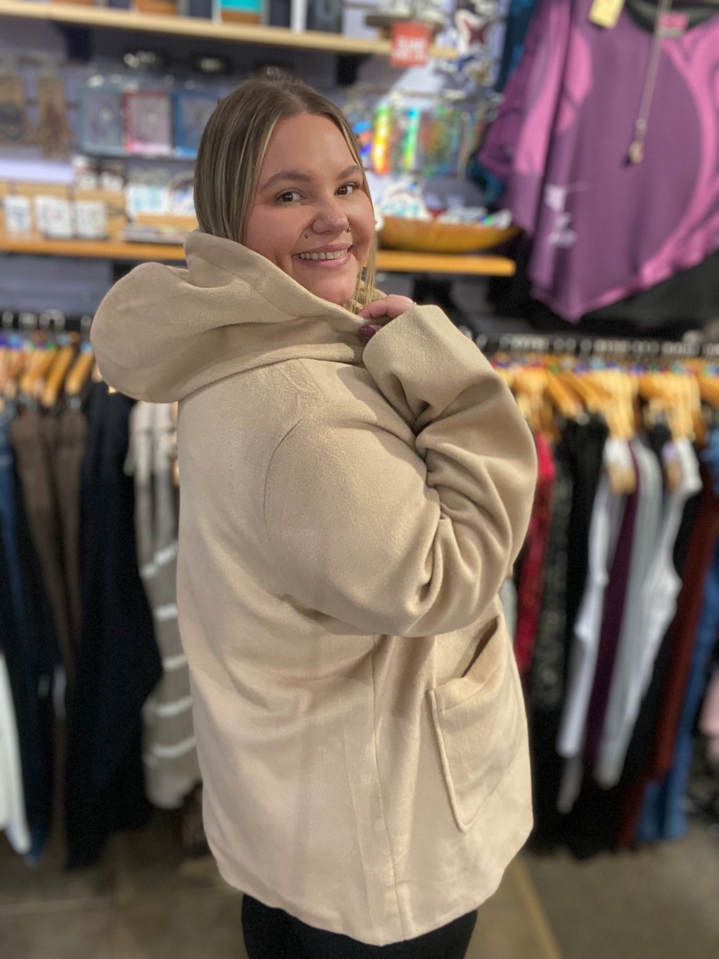 Zipper front hooded coat 2x