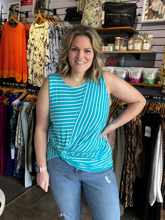Striped front knot tank 2X