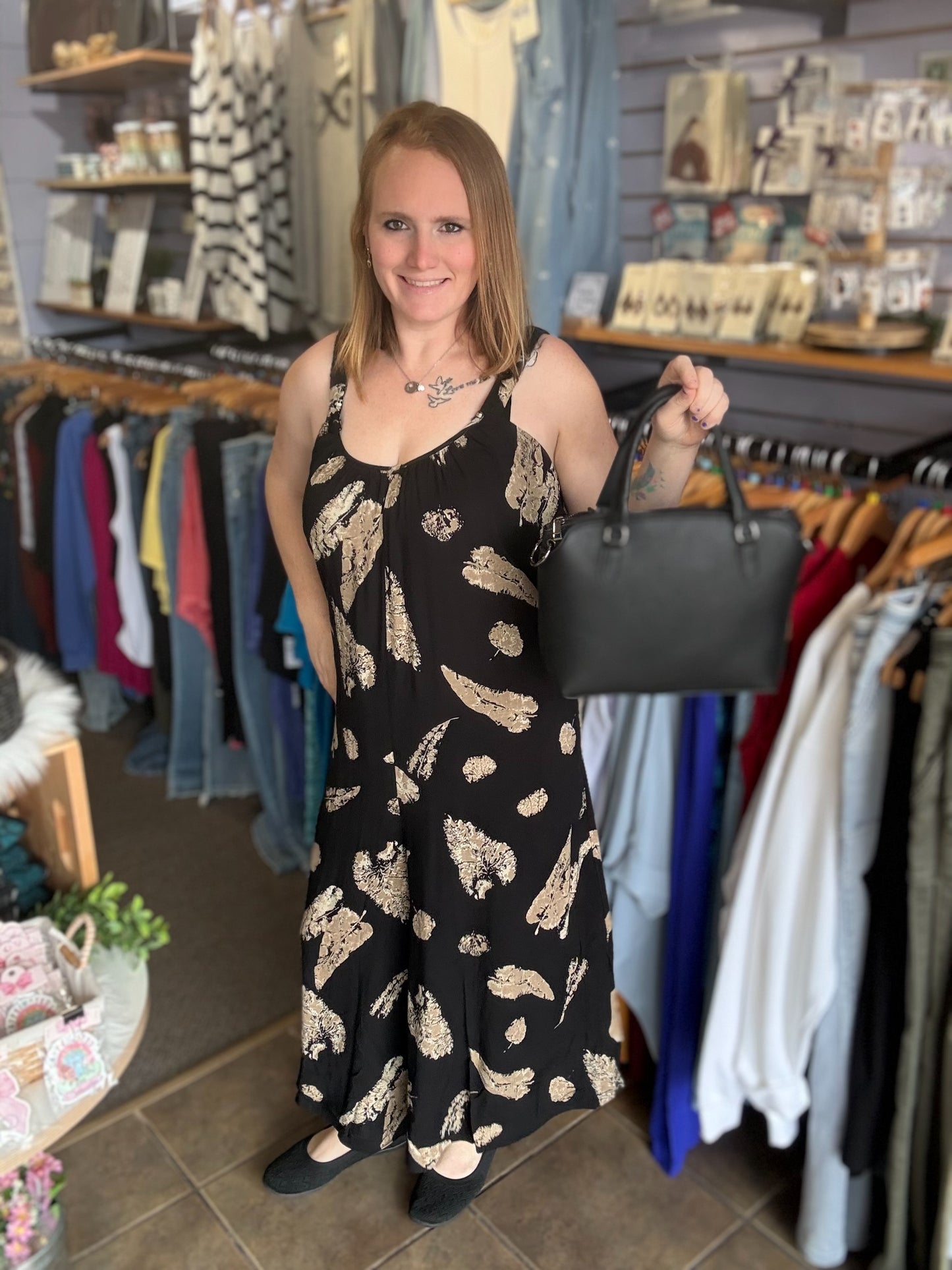 Joanna Jumpsuit, Shadow Leaf, Linen Bamboo