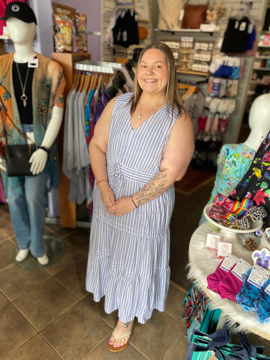 Pleat Detail Smocked Waist Dress 1X