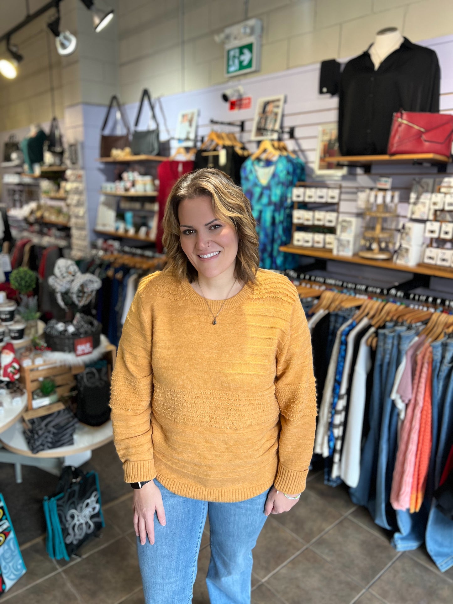 Textured Striped Sweater XL