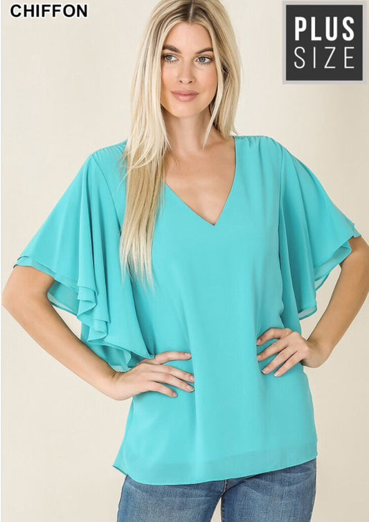 Flutter Sleeve Top 2X