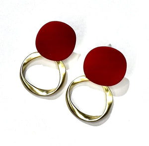 Red 2 Circle Earrings