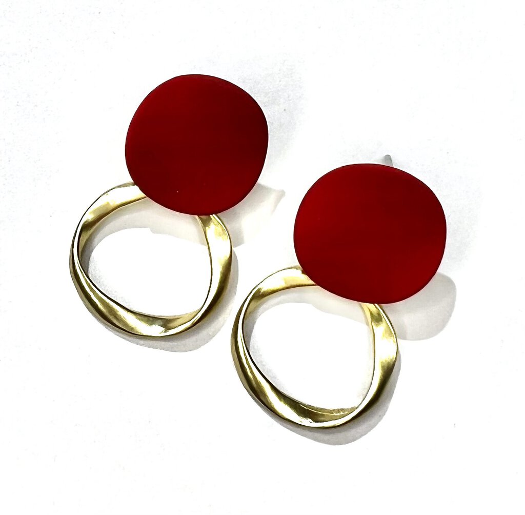 Red 2 Circle Earrings