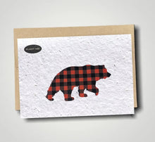 Load image into Gallery viewer, Plaid Bear Plantable Greeting Card
