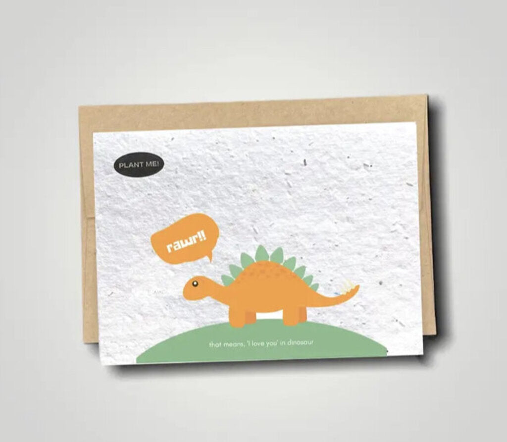 Rawrr Means Love In Dinosaur Plantable Valentines Day Card Wildflowers