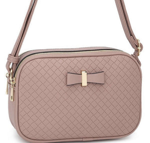 Embossed Woven Bow Crossbody Bag