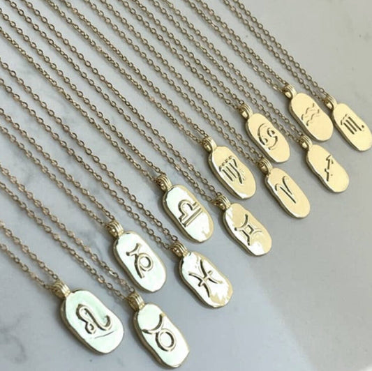 Zodiac Horoscope Gold Tag Necklaces-Sagittarius