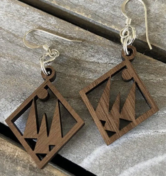 Walnut Wood Trees Earrings