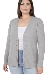 Long Sleeve Snap Button Cardigan XL/1X