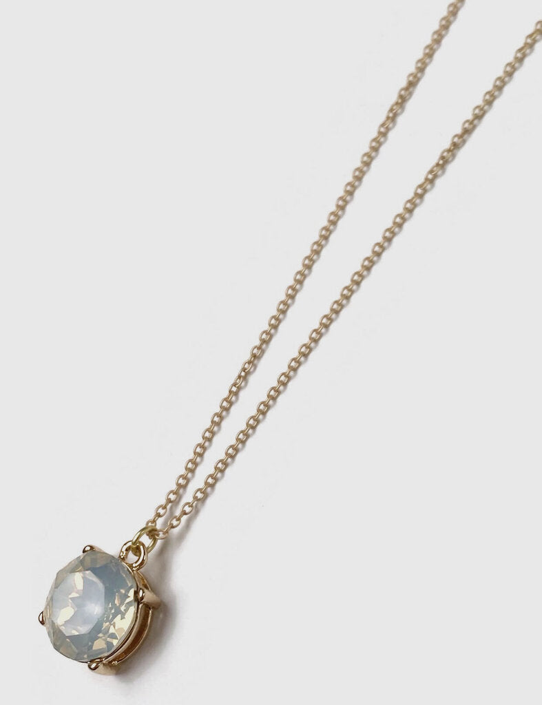 Matte Gold Opal Faux Crystal Charm Necklace