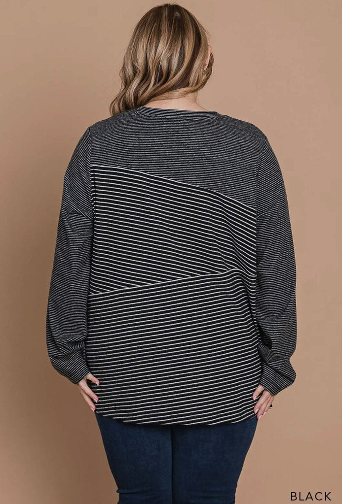 Contrast detail stripe top XL/1X