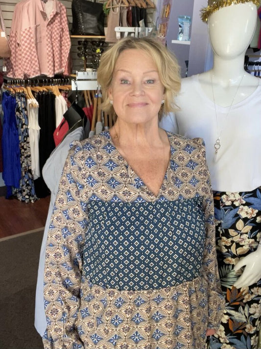 Boho print mix & match tiered top 3X