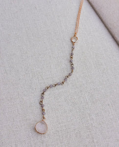 Matte gold shell & crystal quartz pendant necklace