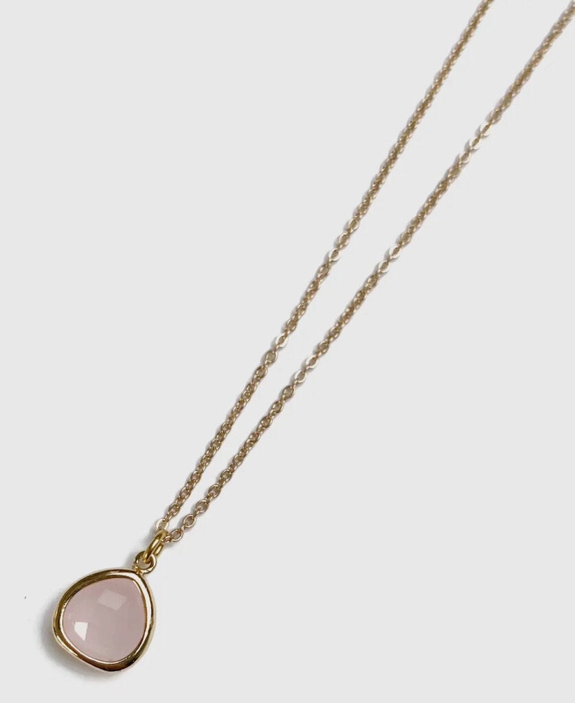Minimalist pink glass gem charm necklace