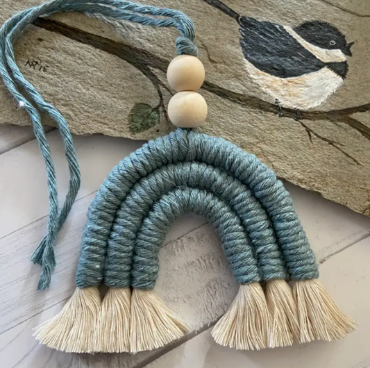 macrame rainbow diffuser-dusty blue