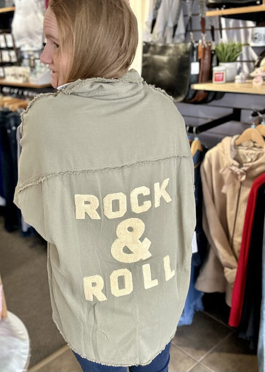 Rock & Roll Button Up Army Green 2x