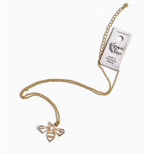Matte Gold bumble bee charm pendant necklace