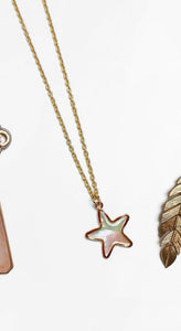 Matte gold mother of pearl shell star pendant necklace