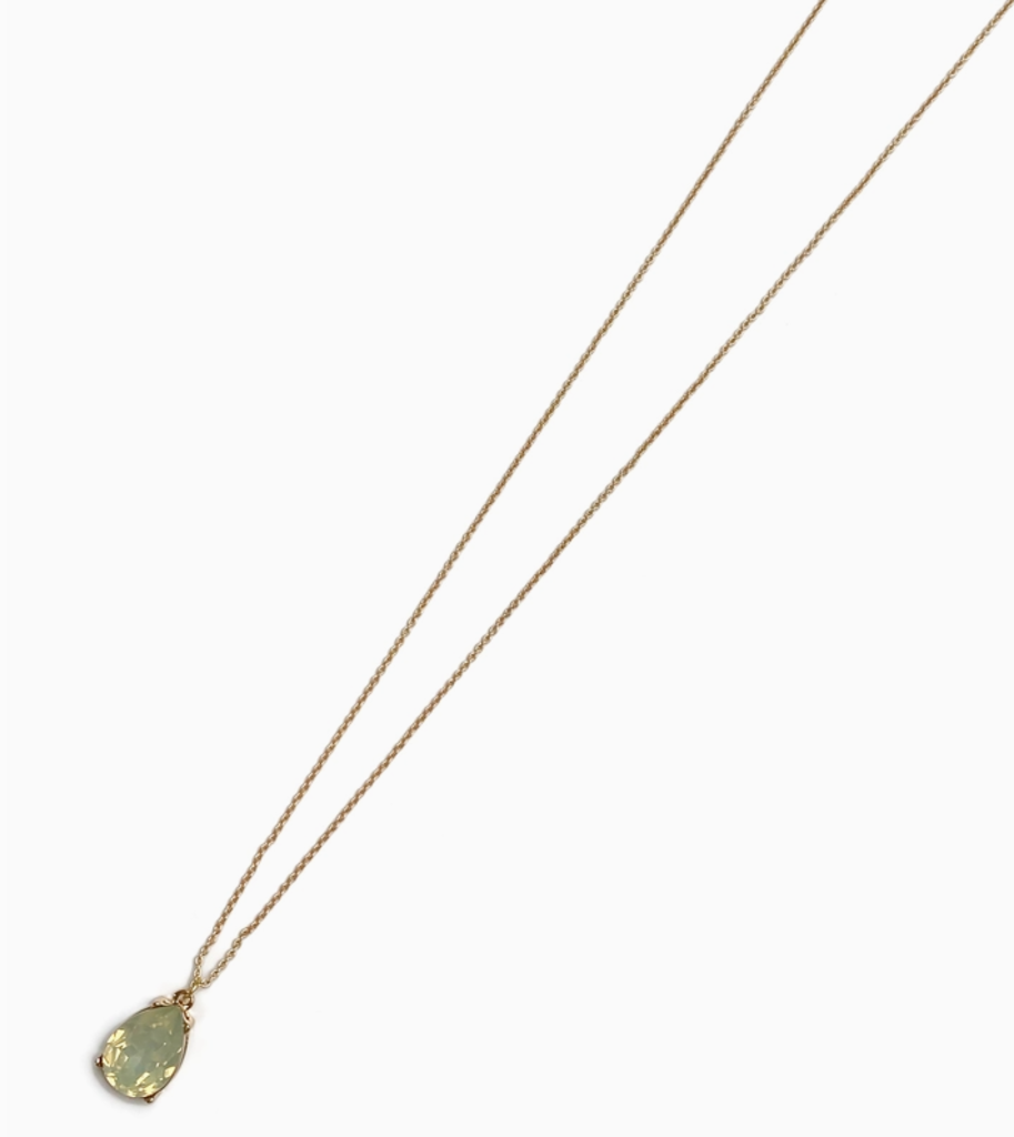 Matte gold teardrop hazy citrine crystal charm necklace