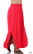 Load image into Gallery viewer, Smocked waist side slit maxi skirt 2x
