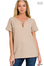 Load image into Gallery viewer, Waffle henley neck top XL/1X
