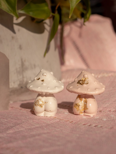 Gold Luxe Mini Mushroom Lady -Boho, Home Decor Body Positive